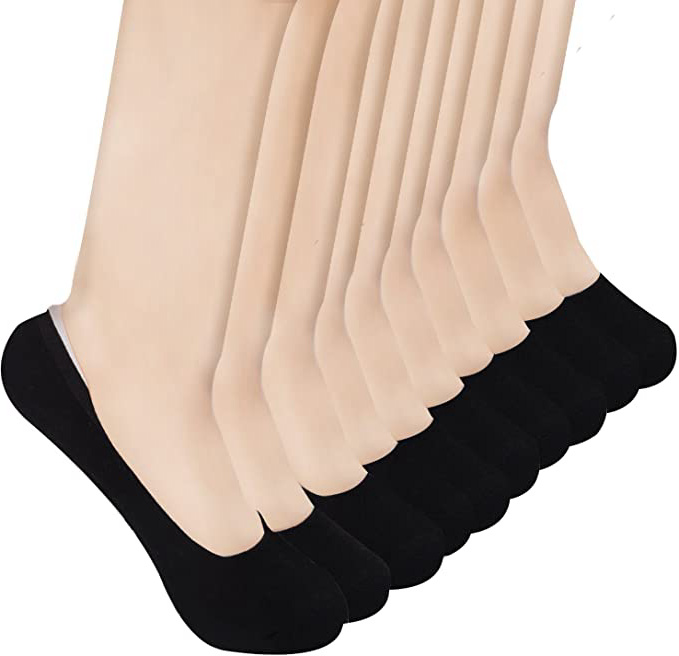HBF 10 Pares Calcetines Invisibles Mujer Algodón Calcetines Cortos Elástco Con Silicona Antideslizante