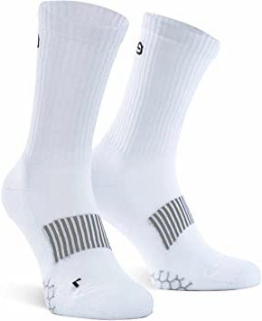 umi. Eono Essentials Calcetines de Deporte (3 Pares), Mujeres y Hombres, Calcetines Largos, Ajuste Cómodo, Gimnasio, Tenis, Correr, Uso Diario, White, 39-42