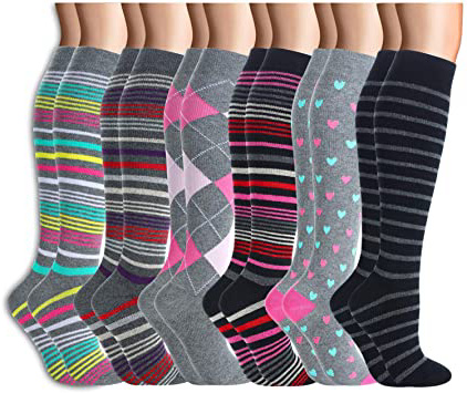 Rodilla Alta Calcetines y Medias de Compresión para Hombres y Mujeres 20-30 mmHg for Ejercicio,Correr,Enfermeras,Médico,Embarazo,Maternidad,Viajes,Vuelo,Aumenta la Resistencia,Reduce la Fatiga