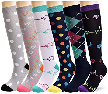 Rodilla Alta Calcetines y Medias de Compresión para Hombres y Mujeres 20-30 mmHg for Ejercicio,Correr,Enfermeras,Médico,Embarazo,Maternidad,Viajes,Vuelo,Aumenta la Resistencia,Reduce la Fatiga