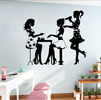 Daapplok Corte De Pelo Peluquería Vinilo Etiqueta De La Pared Calcomanía De Pared De Vidrio Papel Tapiz Decoración Para El Hogar Manicura Decoración De La Habitación 50X70Cm