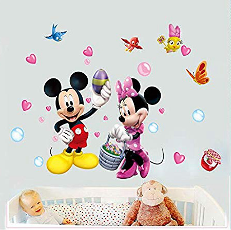 Kibi Pegatinas Infantiles Pared Minnie Pegatinas Decorativas Pared mickey Mouse Stickers Pared Mickey Dormitorio Calcomanias para Niños Pared Calcomanias Mickey