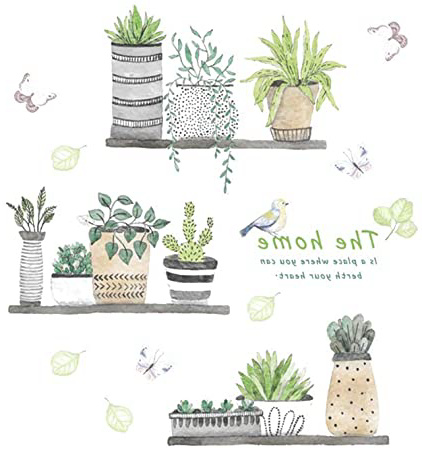 Creativas de la pared plantas verdes delicados Pegatinas de pared desmontable de la etiqueta autoadhesiva para la etiqueta engomada decoración del hogar