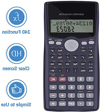 Calculadoras Científicas - Calculadora Científica Matemática Con Pantalla LCD Cubierta Dura Protectora Deslizable Para GCSE y Examen de Nivel A Calculadora Científica Escolar Batería Incluida (Negro)