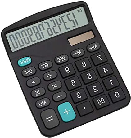 Calculadora, YEBMoo calculadora de tabla de 12 dígitos con gran pantalla electrónica. Calculadora de energía solar y pilas AA, color negro (Calculator-black)
