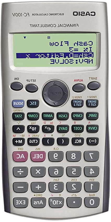 Casio FC-100V Bolsillo - Calculadora (Bolsillo, Calculadora financiera, 4 líneas, Flash, Batería, Gris)