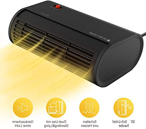 Mini Calefactor Eléctrico con Termostato Ajustable De Pie y Acostado Calefactor de Aire Caliente, 500 W de Potencia, 2 Velocidades