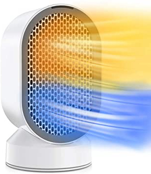 Portátil Calefactor Eléctrico, QUARED Mini Calentador de Ventilador, Personal Ventilador Calefactor Eléctrico PTC Cerámica, Oscilación Automática Calefactor Aire Frio y Caliente para Hogar Oficina