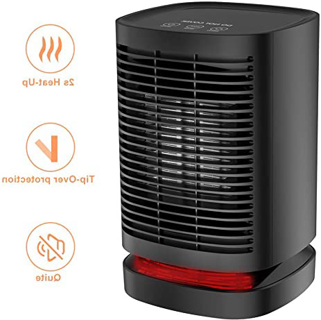 Laluztop Calefactor Portátil Eléctrico,PTC Elemento de Cerámica Ventilador Calefactor de Aire Caliente 950W / 650W / 5W con Viento Calor y Natural ,3 Configuraciones de Temperatura,Giratorio de 90°