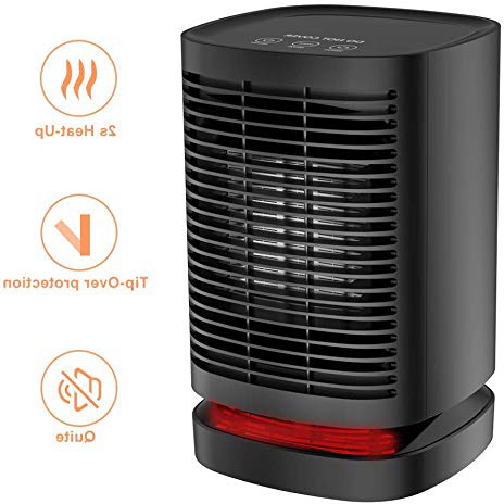 Laluztop Calefactor Portátil Eléctrico,PTC Elemento de Cerámica Ventilador Calefactor de Aire Caliente 950W / 650W / 5W con Viento Calor y Natural ,3 Configuraciones de Temperatura,Giratorio de 90°
