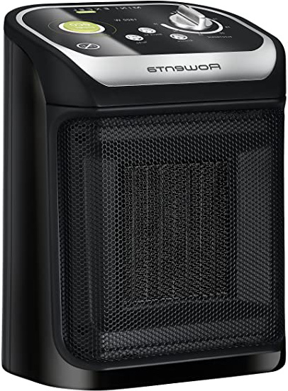 Rowenta Mini Excel Eco SO9265F0 Calefactor cerámico de rápido calentamiento con potencia regulable de 1.000 W 1.800 W, termostato, función Eco, función silence solo 49 dBA