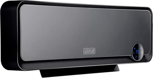 Black+Decker BXWSH2000E Calefactor cerámico de pared apto para baños con termostato electrónico, programador, temporizador y mando a distancia, pantalla LED, sistema PTC y oscilación automática
