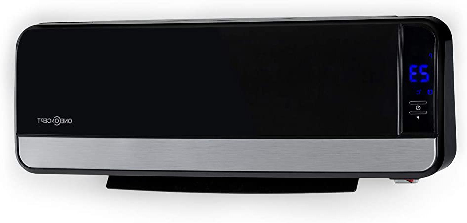Oneconcept Wallkyrie, Elemento Calefactor con 2 etapas: 1000/ 2000W, Temperatura 10-49°C, termostato, protección contra sobrecalentamiento, Ranuras ventilación oscilantes automáticas, IPX2, Negro