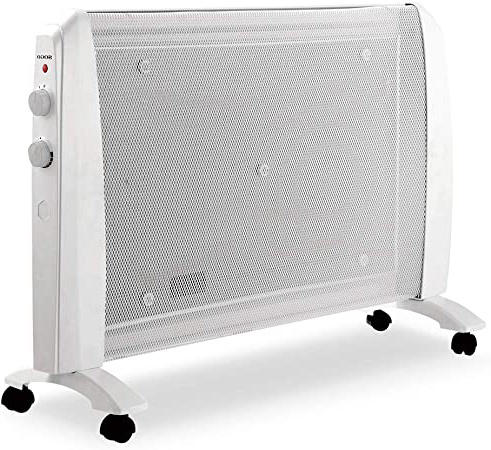SOGO SS-18440 Radiador de Mica Bajo Consumo, Calefactor Eléctrico Portátil, Calefacción Eléctrica con Termostato Regulable, Potencia de 1000W y 2000W, Estufa Bajo Consumo, Color Blanco