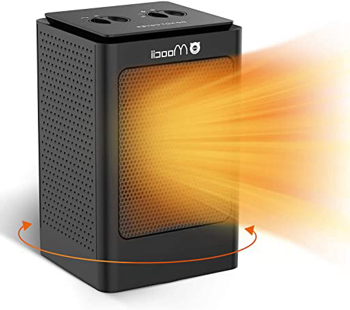 Moocii Calefactor Eléctrico PTC Calefactor de Aire Caliente con Ahorro de energía de alta Tecnología y Oscilación Automática y 3 Configuraciones de Temperatura-Negro
