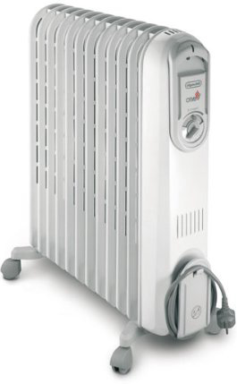 De'Longhi V551225 - Radiador de aceite, 2500 W, acero inoxidable/plástico, gris claro