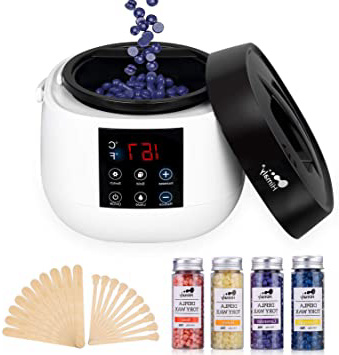 Himaly Calentador de Cera Eléctrico para Depilación Profesional 500ml con Pantalla LCD Set de Depilación con Cera Máquina Calentador para Mujer y Hombre Roll On Fundidor con 480 g Frijoles de Cera