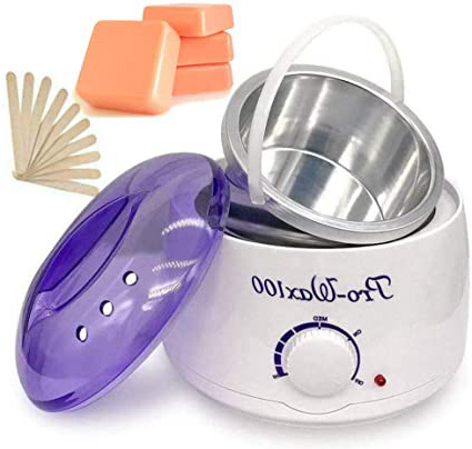 Calentador Cera Eléctrica Profesional Depilación 500ml Máquina de cera profesional 4 cera caliente para el rostro, cuerpos velocidades ajustable eficaz y rápida (Purpura)