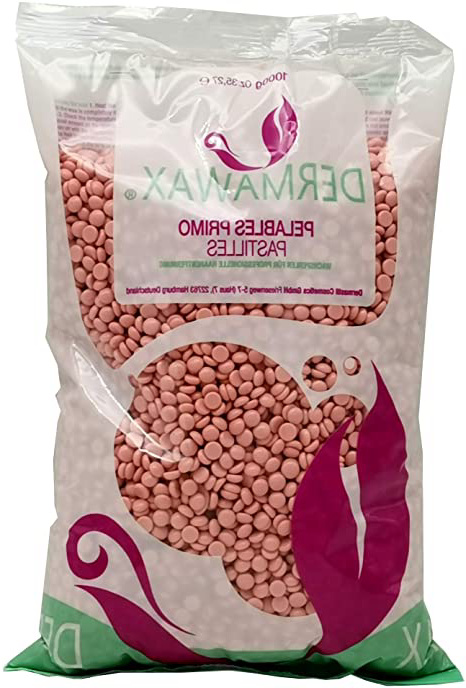 Dermawax 1 kg Rosa perla de Cera caliente Cera depilatoria caliente, para pieles sensibles et normal, áreas faciales axilas, faciales Cera sobre, La carrocería completa Depilación brasileña