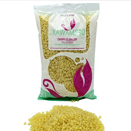 Dermawax 1 kg Miel perla de Cera caliente Cera depilatoria caliente, para pieles sensibles et normal, áreas faciales axilas, faciales Cera sobre, La carrocería completa Depilación brasileña