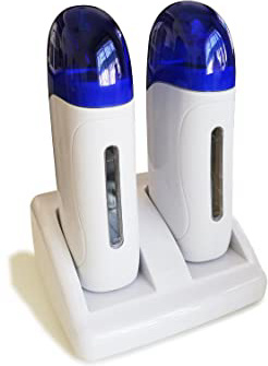 Crisnails® Calentador de Cera Tibia Roll-On para Depilación Profesional, Color Blanco con Tapa Azul