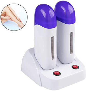 Doble Calentador de Cera Tibia Roll-on Kit de 2 Huecos Depilación Estética Fundidor