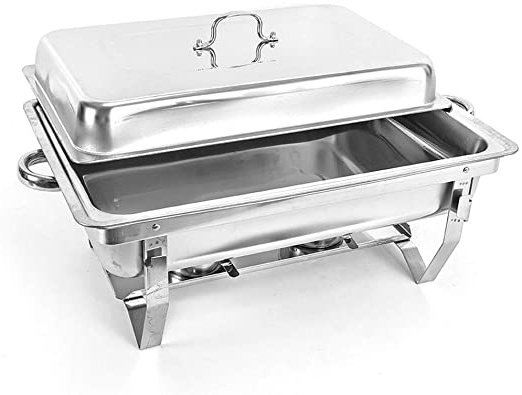 WDVVPepy Chafing Dish - Calentador de Alimentos, Acero Inoxidable, 9L, Soporte Calefactor con Marco Plegable para buffets