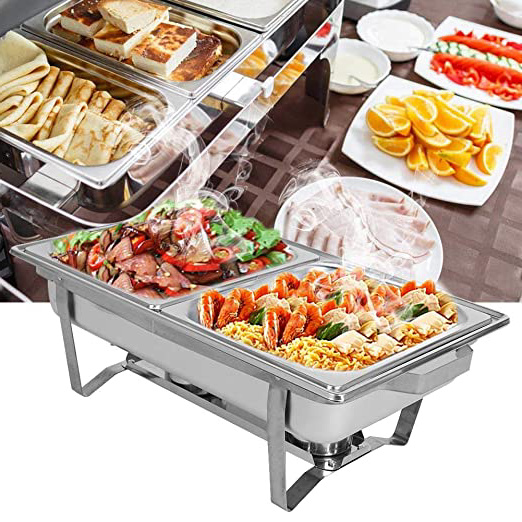 Calentadores de Comida para Buffet 9L Calentador de Comida con Tapa de Acero Inoxidable 60 x 35 x 32cm