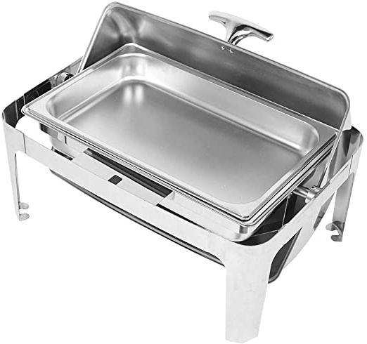 Calentador Buffet de Acero Inoxidable, Servidor de Comida con Tapa Plato de Frotamiento Chafing Dish para Hoteles, Restaurantes 67 * 53 * 44,5cm