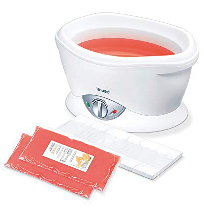 Beurer MP 70 - Masaje de parafina para manos, pies y codos, temperatura ajustable, display iluminado que muestra el nivel de calor, incluye 2 bolsas de cera de parafina, color blanco