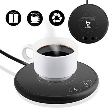 Calentador de café, Calentador de Bebidas portátil, Calentador de Tazas Inteligente, con Dos Controles de Temperatura para Uso en la Oficina o el hogar con Placa eléctrica para Bebidas