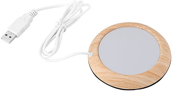 Calentador de la taza de café, USB Taza de grano de madera Calentador de la bebida Bebida de la taza Estera Té Calentador del café para el hogar de la oficina(Grano de madera brillante)