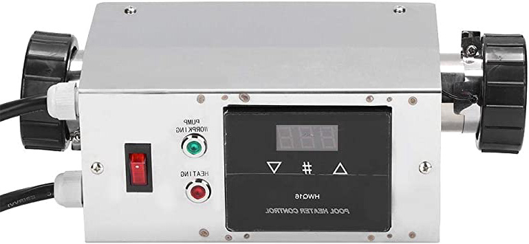 Calentador de piscina eléctrico, 2KW Calentador eléctrico SPA para piscinas impermeables Controlador digital de temperatura del termostato para bañera/piscina de agua fría caliente(UE 220V)