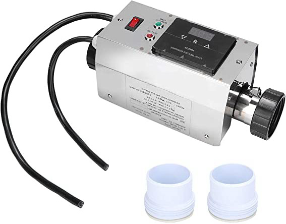 Wandisy Termostato Calentador de Agua electrico - Calentador de Piscina a Prueba de Agua de Acero Inoxidable 3KW Termostato Piscina SPA Bañera de hidromasaje Calentador de Agua eléctrico Asistente