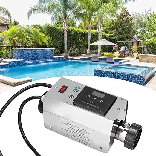 Pbzydu Termostato de Calentador de Piscina de 3KW, termostato de Calentador de Agua a Prueba de Agua Digital Inteligente de Acero Inoxidable para bañera de hidromasaje(UE)