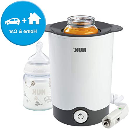Nuk 10256404 - Calentador de biberones que calienta rápida y cuidadosamente en tan solo 90 segundos, para usar en casa o de viaje, incluye cable adaptador para el coche