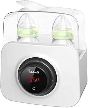 Bable Calienta Biberones, Esterilizador Biberon, Calentador de Alimentos, Diseño de Botellas Dobles Multifuncional Electrónico Termostato Inteligente Calentador con Pantalla LCD Tecnología