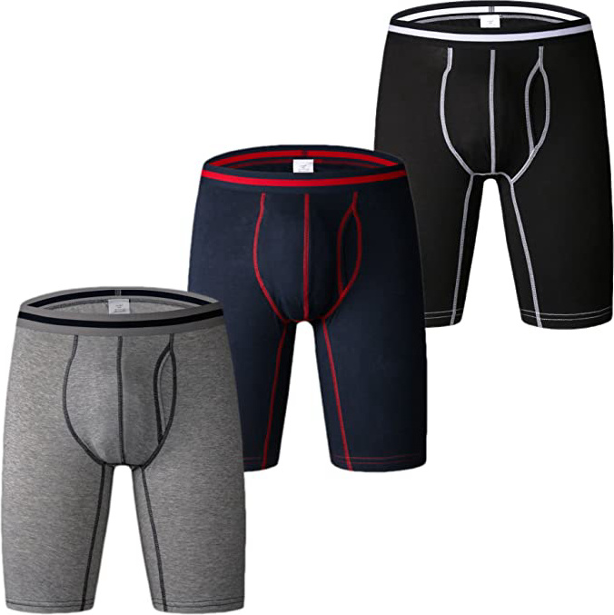 Nuofengkudu Hombre Largos Bóxers Algodon Calzoncillos Deportiva (Pack de 4 o 3)