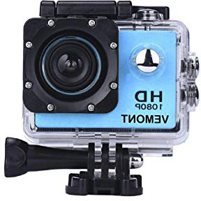 YMHX Vemont Cámara Deportiva 1080P HD Impermeable 30M Pantalla de 2.0 Lente de Gran Angular de 120 Grados Multiples Accesorios para Deportes y Actividades, Buceo, Nadar, Correr, Ciclismo, etc.