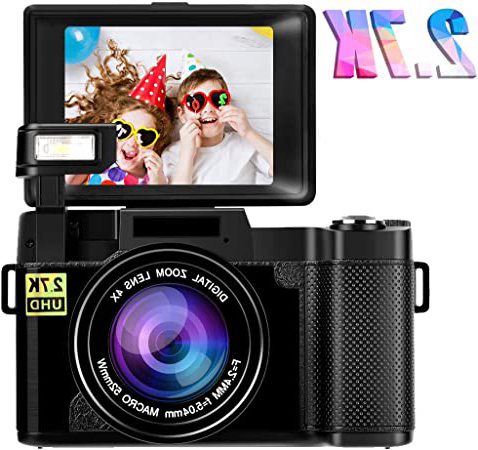 Cámara Digital Camara de Fotosa 2.7K 24MP Camara Compacta Full HD para Youtube Camara Fotos con Pantalla giratoria de rotación de 180 Grados de 3.0 Pulgadas con luz de Flash retráctil