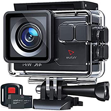 Victure Cámara Deportiva 4K Wi-Fi 20MP Camara Acuática Camaras Acción Sumergible de 40M Multifuncional EIS Lapso de Tiempo Cámara Lenta con Control Remoto Micrófono Externo