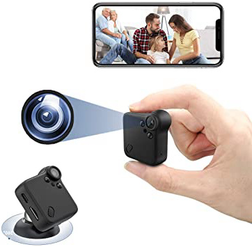 Mini Camara Espia Ocultas WiFi Camaras de vigilancia 1080P HD Magnética Micro Camara Detector de Movimiento IR Visión Nocturna 150ºGran Angular Camaras de Pequeña Interior/Exterior
