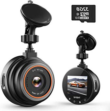 ThiEYE Cámara de Coche Dash CAM 1080P Full HD 170 Ángulo con WDR G-Sensor, Detección de Movimiento, Grabación en Bucle, Visión Nocturna, Monitor de Aparcamiento, Tarjeta SD de 32 GB