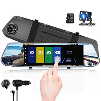 Specchietto retrovisore a 7 pollici per fotocamera Dash CAM 1080P Obiettivo Doppio anteriore e posteriore con telecamera retrovisiva impermeabile (scheda SD da 16 GB)