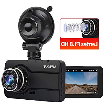 AWESAFE Dash CAM Cámara de Coche con Lentes F1.8 1080P Full HD 170 Ángulo con WDR G-Sensor, Detección de Movimiento, Grabación en Bucle, Visión Nocturna, Monitor de Aparcamiento