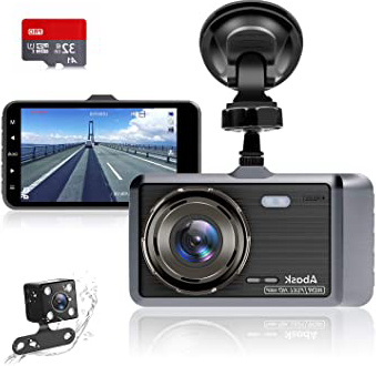 Cámara de Coche, Abask Dash CAM 4" Visión Nocturna Full HD 1080P, 170° Gran Ángulo Cámara de Delantero y Trasero con Sensor G, WDR, grabación de Bucle, Monitor de Aparcamiento, Sensor Movimiento