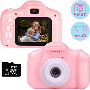 Cámara para niños le-idea Cámara de Fotos Digital 2 Objetivos Selfie 12MP Cámara 1080P HD Video cámaras para Niños Niñas con Zoom Digital 4X con Tarjeta de 32GB TF, Rosa【El idioma ha sido actualizado】