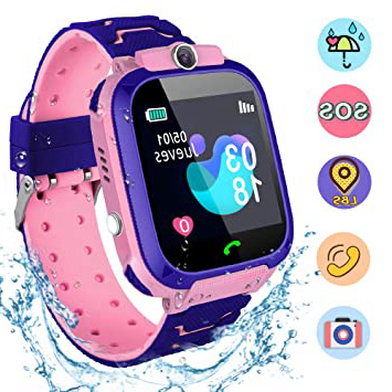 NAIXUES Smartwatch Niños, Reloj Inteligente Niña IP67, LBS, Hacer Llamada, Chat de Voz, SOS, Modo de Clase, Cámara, Juego, Regalo para Niños de 3-12 años, soporta 2G tarjetáas Micro SIM (Rosa)