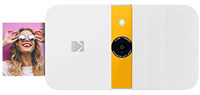 KODAK Smile Cámara Digital impresión instantánea - Cámara de 10 MP deslizable con Impresora Zink 2x3, Pantalla, Enfoque Fijo, Flash automático y edición de Fotos - Blanco/ Amarillo