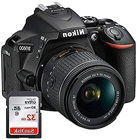 Nikon D5600 - Cámara Réflex Digital + Objetivo AF-P DX NIKKOR 18-55mm f/3.5-5.6G VR + Ultra Tarjeta de Memoria SDHC de 32 GB - Negro